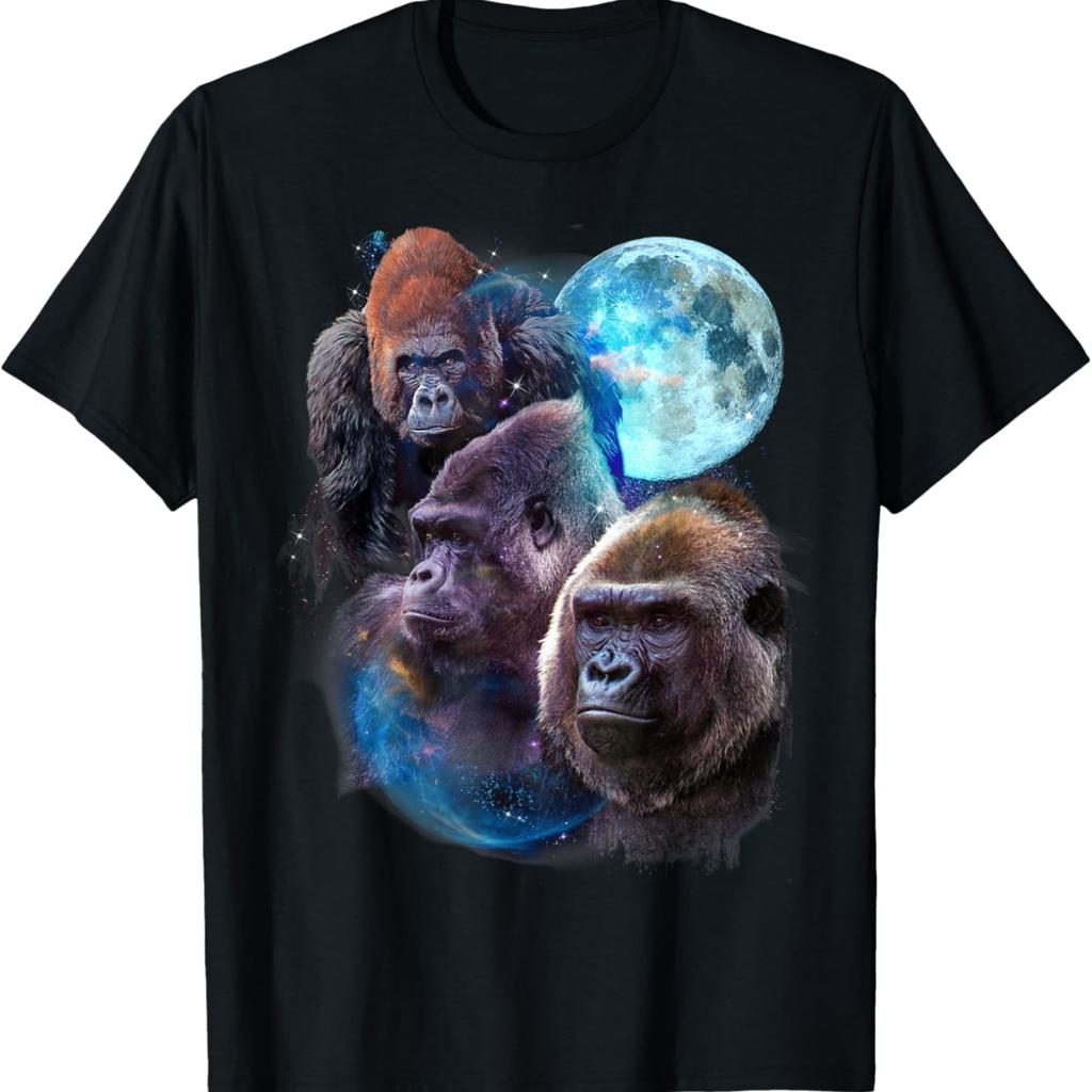 3 Moon Gorilla Funny Great Ape Art Cool Primate Animal Lover T-Shirt