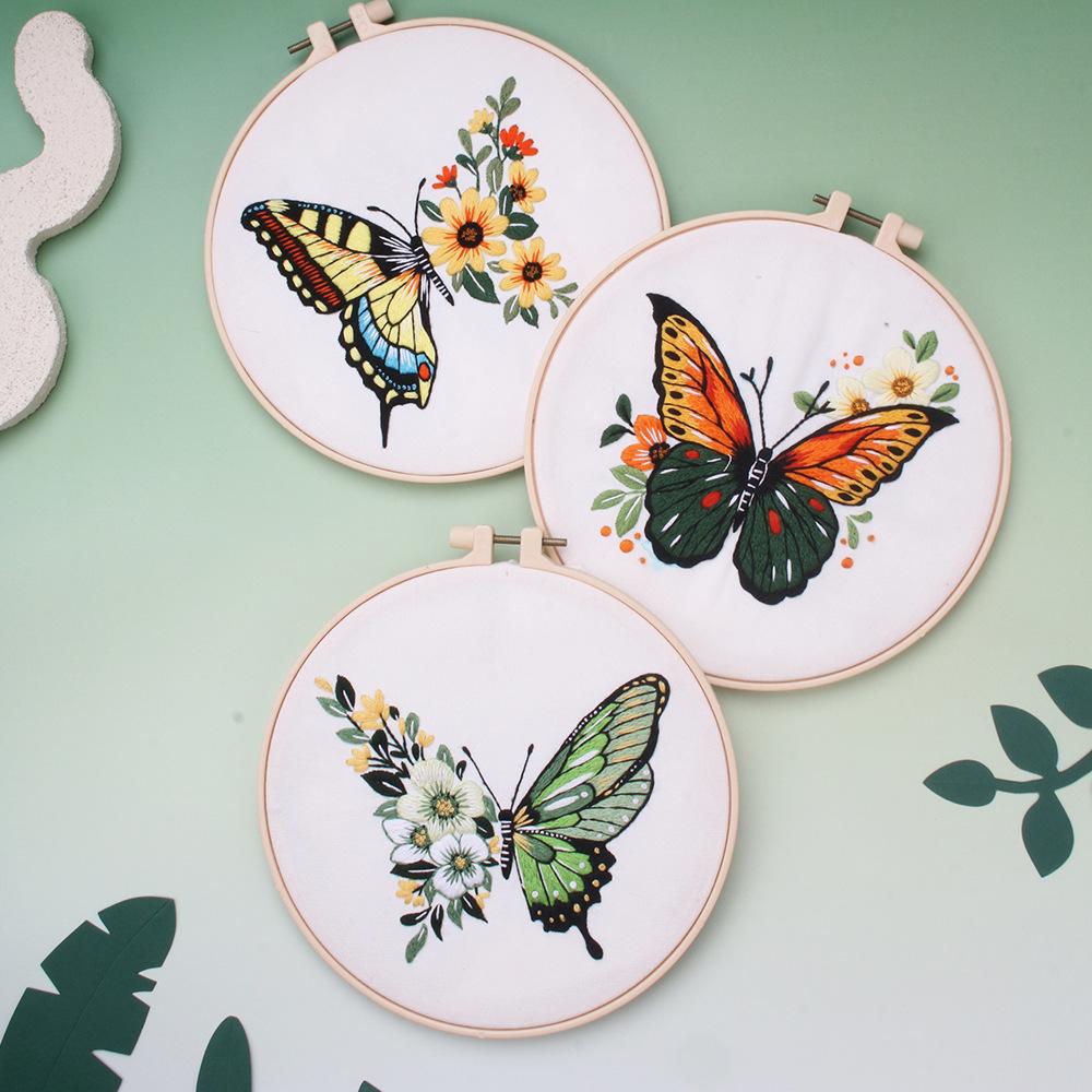 Embroidery Diy Material Pack Kit Bright Butterfly Handmade Embroidery Material Pack
