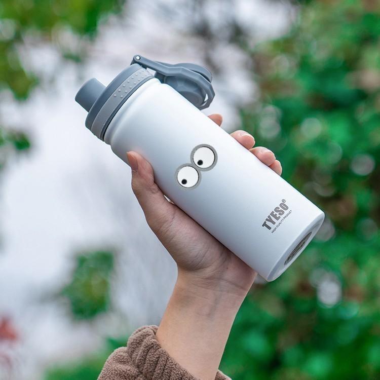 Tyeso 750ML Stainless Steel Thermos Bottle Vacuum Flask Travel Cup Insulated Water Bottle Sport Thermal Cup Mug Hot Cold Mug with Eye Sticker