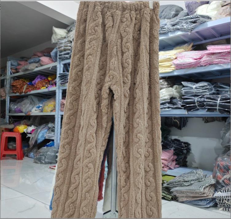 Dámské pyžamové kalhoty z korálového fleecu nadměrné velikosti - Silný, hřejivý flanel na podzim/zimu