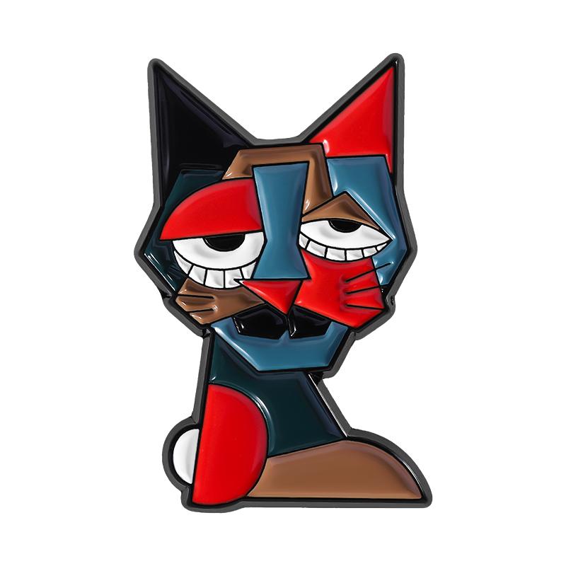 Contemporary Abstract Picasso Art Painting Enamel Pins Geometric Dog Cat Bear Brooches Lapel Badge Jewelry Gifts for Friends