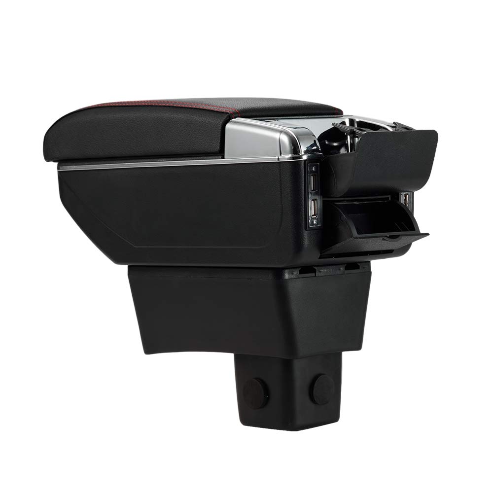 Argentavis Leather Armrest Console Box for Suzuki Swift Storage Cup and Small Item Compartment (ZC/ZD) - Case, Holder, (Luxury Black)