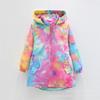 Autumn Girls Jacket Floral Fashion Windbreaker Coat Hooded Zipper Girls Outerwear Gifts Kids Clothes