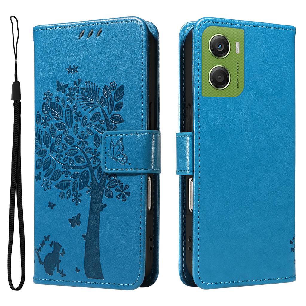 For Motorola Moto G06 4G Phone Case with Stand Cat Tree Pattern Leather Wallet Mobile Cover