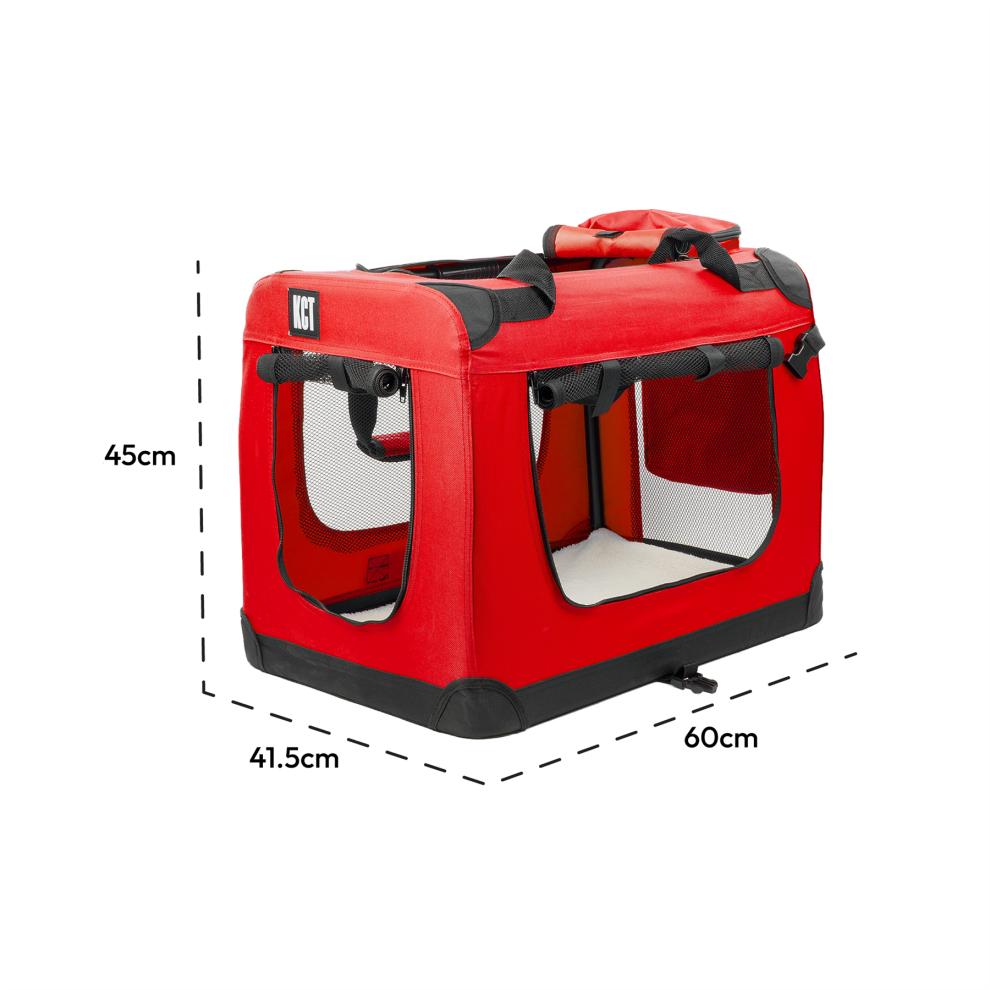 KCT Medium Red Fabric Pet Carrier Travel Transport Bag for Cats and Dogs