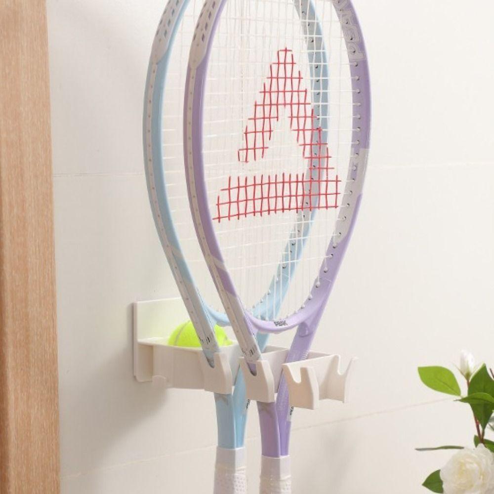 3-Slots Badminton Racket Holder Wall Mounted Ball Storage Rack Tennis Racket Hanger  Gym