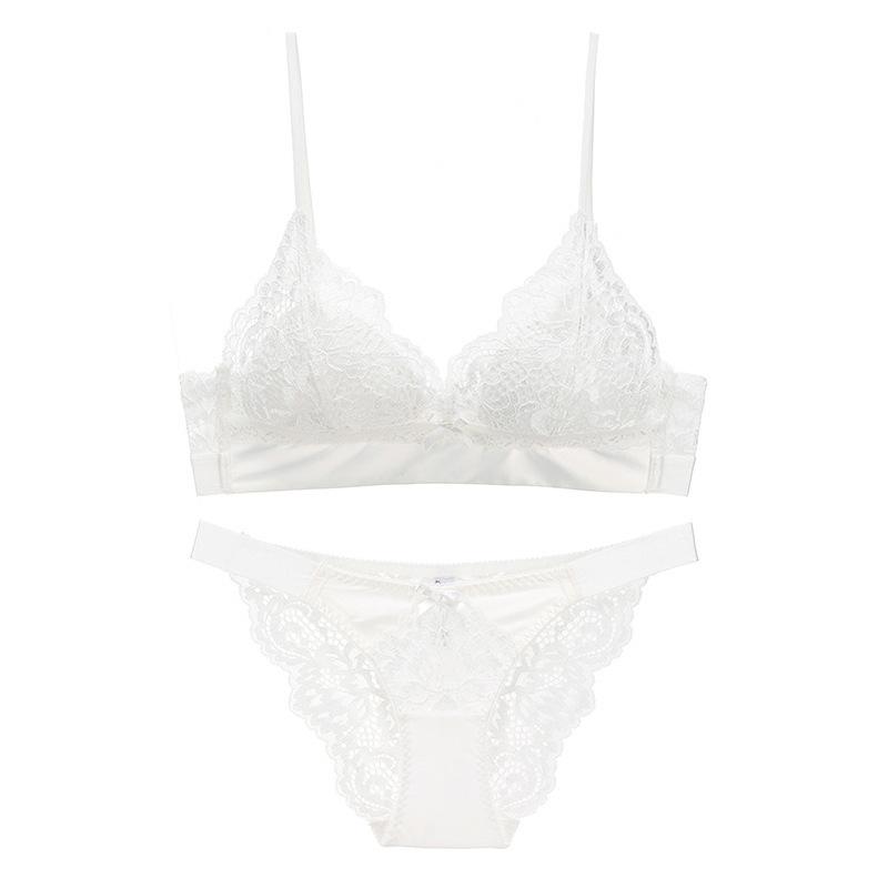 Sexy lace rimless underwear thin cotton triangle cup beautiful back bra  big chest small bra women