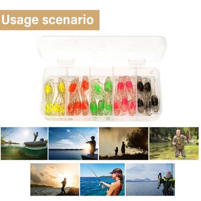 25Pcs Paddle Tail Swimbaits Artificial Worm Baits T Tail Swim Baits for Freshwater Saltwater Soft Fishing Lures