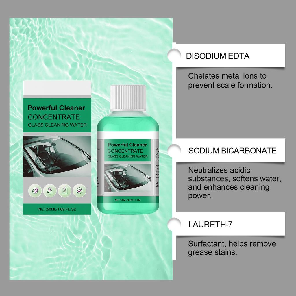 Car Oil Film Cleaner, Windshield Decontamination And Oil Film Removal, Glass Rainproof And Cleaner 50ml