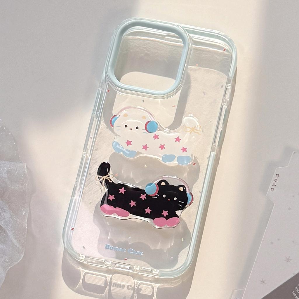 Blauer Spritzer Cartoon Katze IPhone 15 Apple 16 Promax Handyhülle Geeignet für 14 Sturzsicher 13 Dreidimensional 11 Weich