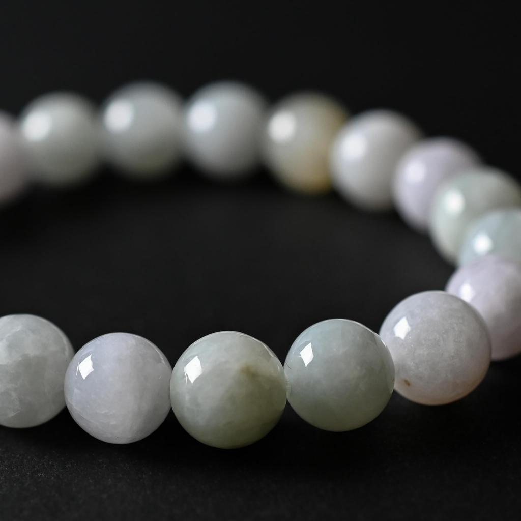 Eigado Genuine Jadeite Bracelet with Beads and 16cm Inner Natural Stone Power for Men and Prayer Good Luck Feng Shui 9.5mm Diameter, Stone, Women,