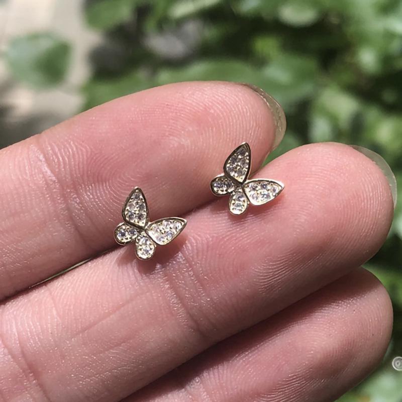 Simple Stylish Butterfly Shaped Stud Earrings Women Romantic Accessories for Wedding Party Fashion Jewelry