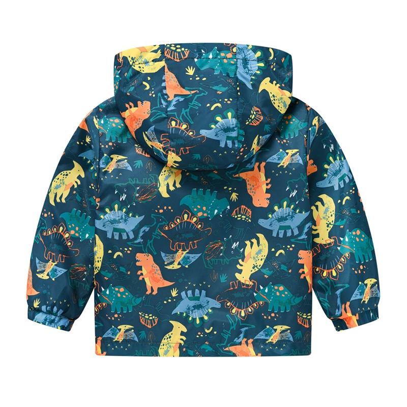 1-8 Jahre Kinder Jungen Cartoon Dinosaurier Bedruckter Kapuzen-Reißverschlussmantel Lässige Jacke