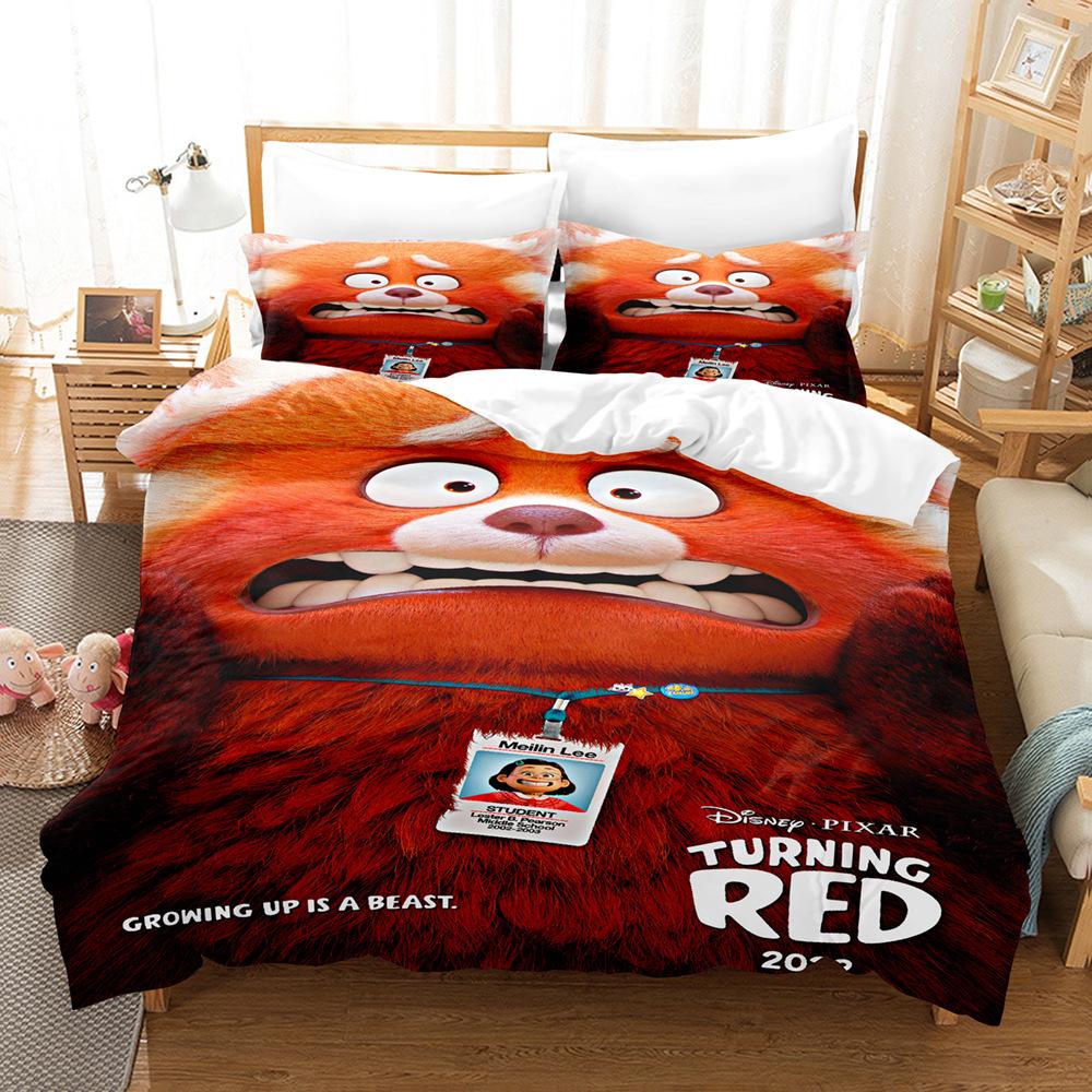 Cute Printed Three-Piece 3D Digital Printed Quilt Cover Pillowcase