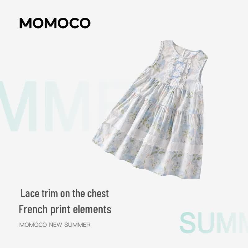 MOMOCO Girls' Polka Dot Sleeveless Cotton Dress