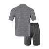 Summer Men Matching Outfit Sets Grid Texture Short Sleeve Polo Shirts Elastic Drawstring Casual Shorts Daily Beach Vacation Two Piece Tracksuit