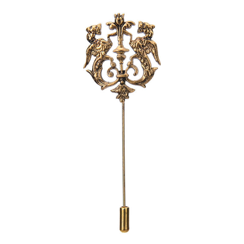 

Мужской тон, классический вырез, двойной лев, лацкан, аксессуары для костюма, брошь, булавка бронзовый