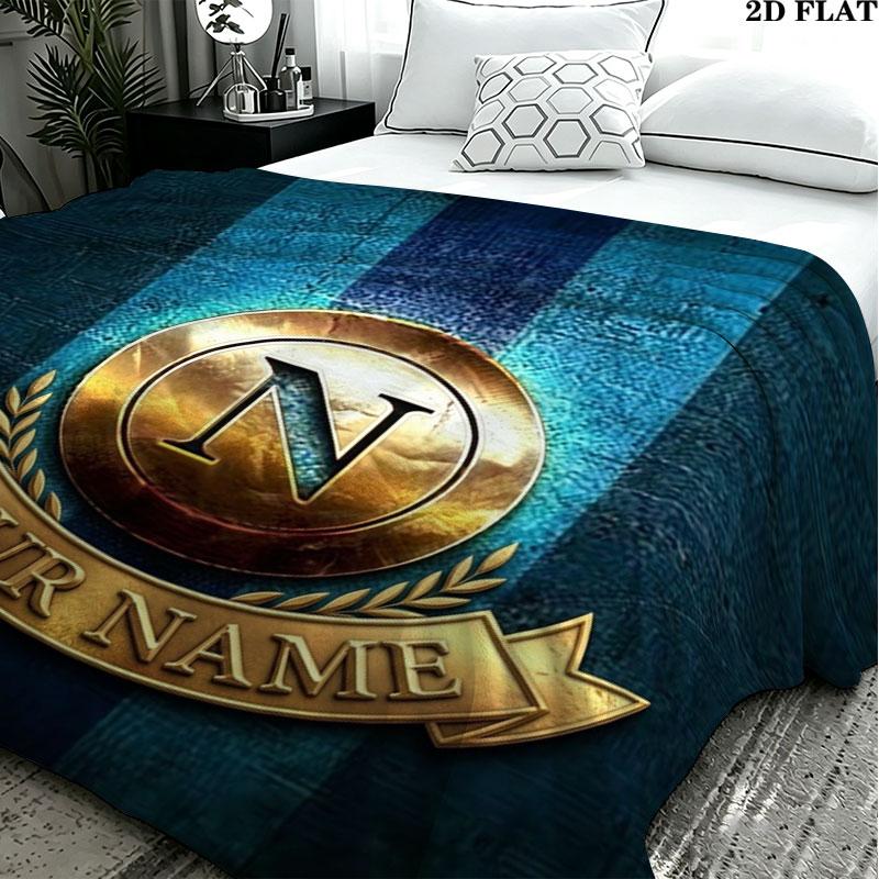 1PC SSC Napoli Custom Name Patterned Flannel Blanket Suitable For All Seasons for Home Decor Warmth and Comfort Gifts Holiday Present