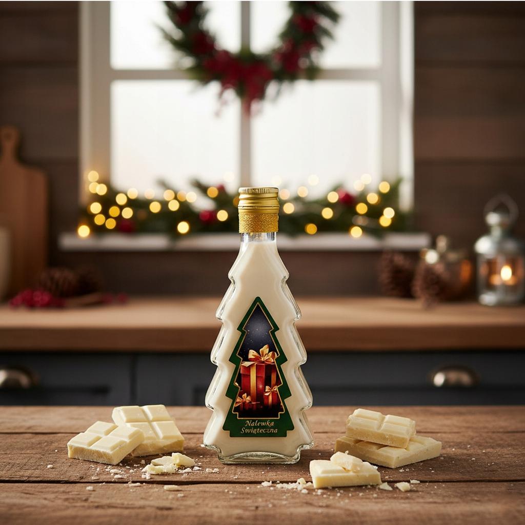 CHRISTMAS TREE Bottle 250ml HAND DECORATED Bottles for Liqueurs, Wines