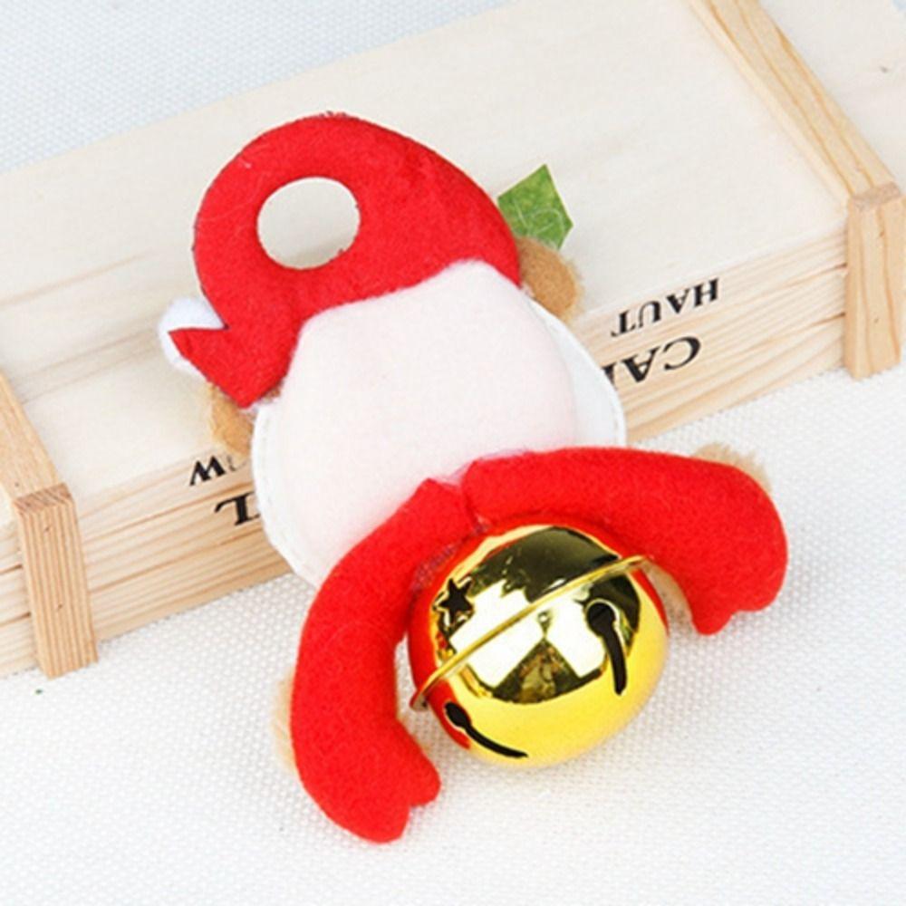 4Pcs Soft Christmas Tree Pend Round Bell Santa Ornaments Xmas Bell Hanging Ornaments Kids Toys