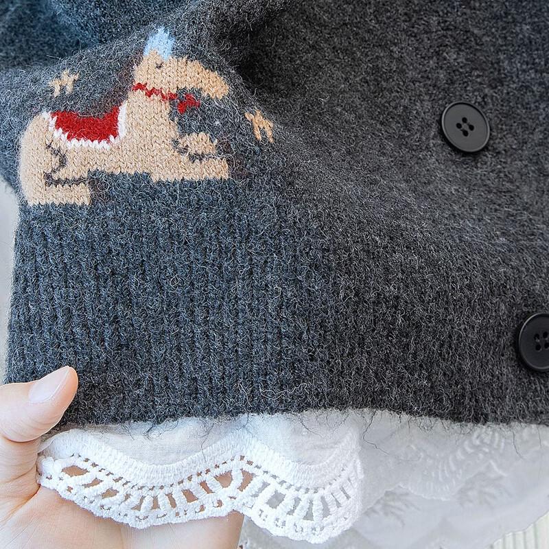 SIBOSHE Women's Round Neck Cartoon Embroidered Wool Blend Knitted Vest