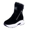 Winter New Round Head Velvet Warm Side Zipper Low Tube Flat Bottom Casual Student Women's Snow Boots