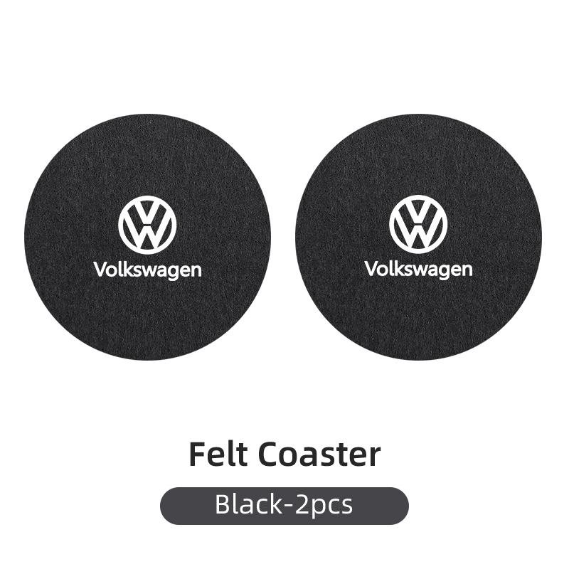 ear1 2PCS Car Felt Material Coasters Water Cup Holder Mat Trimmmable For VW Scirocco Jetta Golf Passat Polo Tiguan Sharan Touran