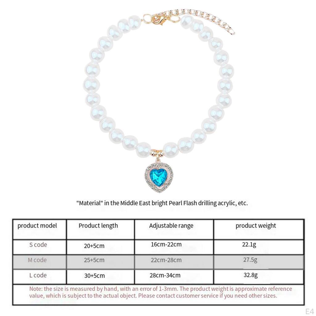 Adjustable Pearl Necklace for Dogs and Cats, Pet Jewelry Small Pets