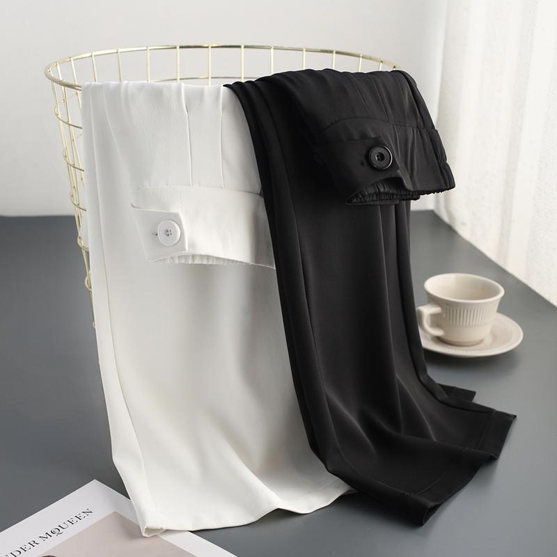 Spring And Summer Women Loose Wide Leg Pants Full Length Elastic Waist Pleated Trousers Plus Size 4xl