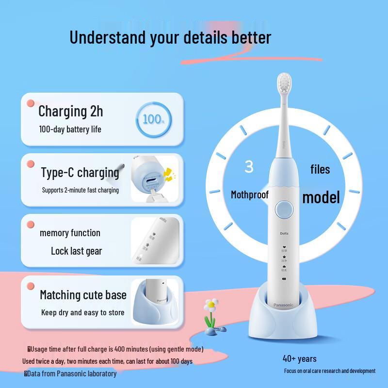 Panasonic Kids Sonic Electric Toothbrush CN Plug (adapter Included)