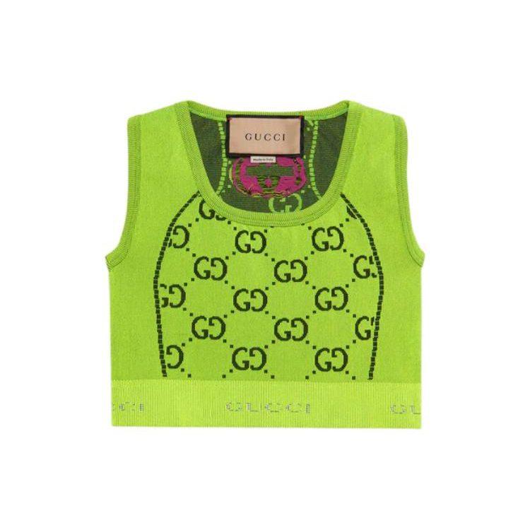 Gucci Gg Jersey Jacquard Sleeveless Top 'Fluo Yellow/Black' 693286-XJEFY-7401
