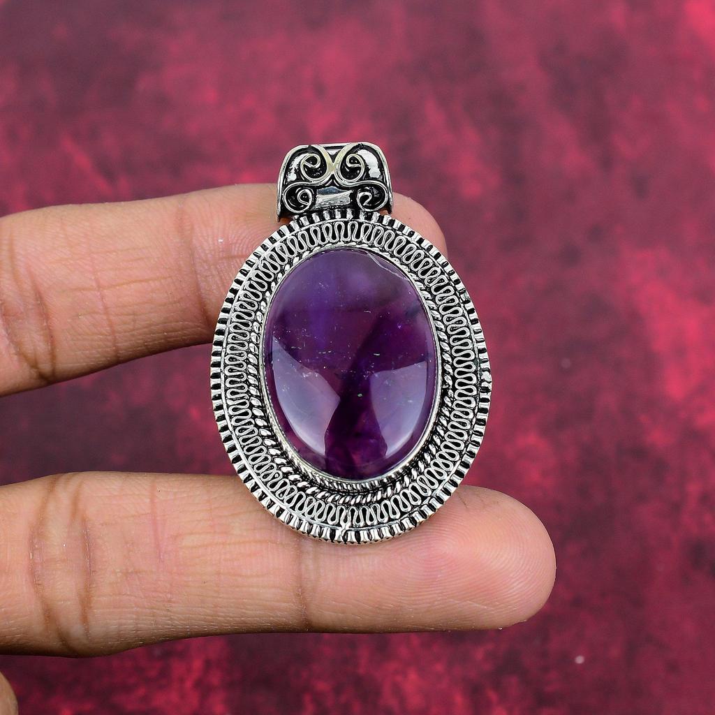 Amethyst Pendant Gemstone Jewelry, 925 Solid Sterling Silver Pendant, Gift For Women Handmade Pendant