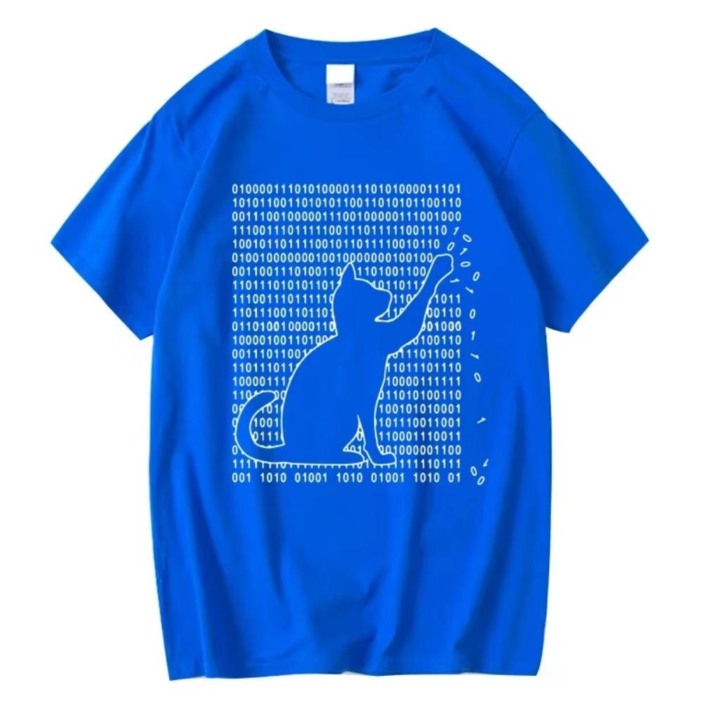 Men's High Quality T-shirt 100% Cotton Funny Cool Cat Design Print Summer Loose Short Sleeve for Men T-Shirt Male Tops Tees