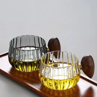 High-temperature Resistant Glass Teacups Nordic Wooden Handle Coffee Cups Household Borosilicate Glass Mugs