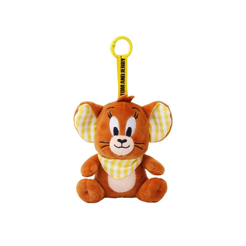 Tom and Jerry Plaid Plush Keychain: Cute Tom Cat & Jerry Mouse Charm