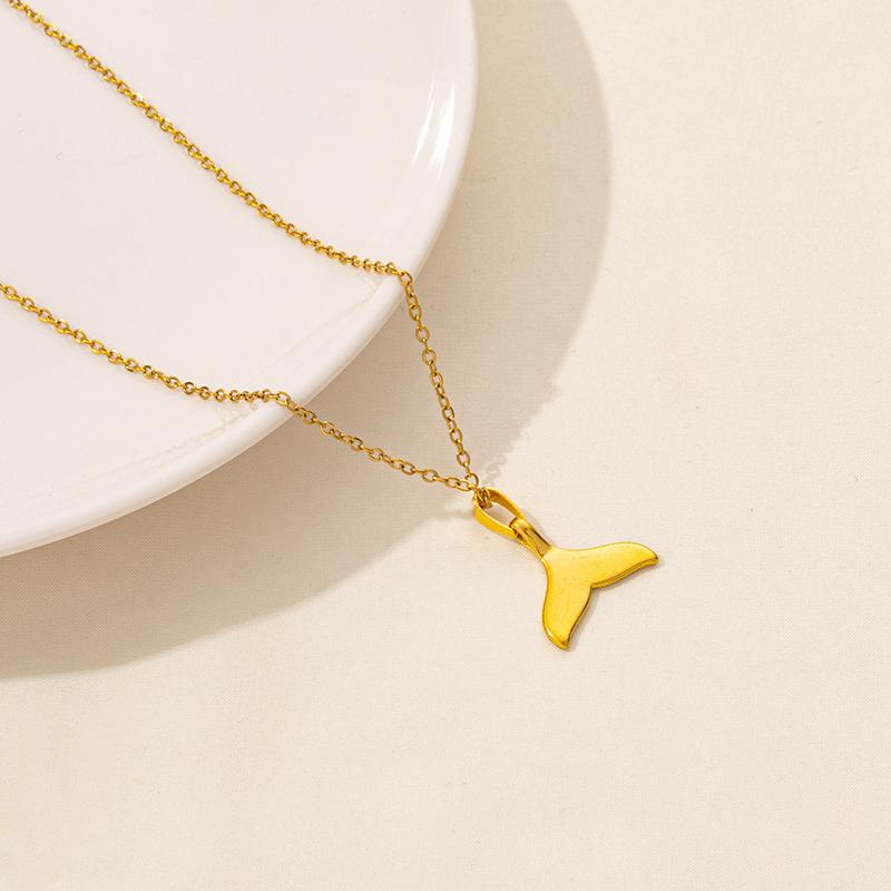 No Fade Stainless Steel Ocean Animal Necklaces For Women Men Accessories Real Gold Plated Shark Fish Tail Turtle Pendant Jewelry