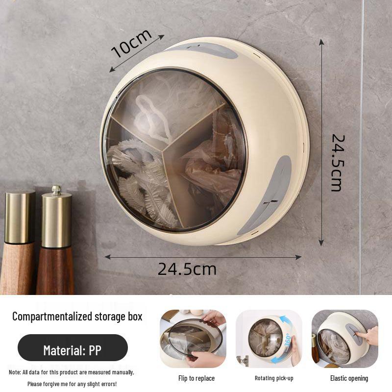 Rotating Wall-Mounted Kitchen Storage Box for Plastic Wrap Disposable Gloves 1457₽