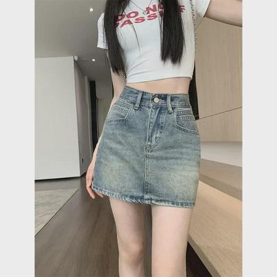 2023 Trendy High Waist A-Line Denim Mini Skirt for Spring/Summer