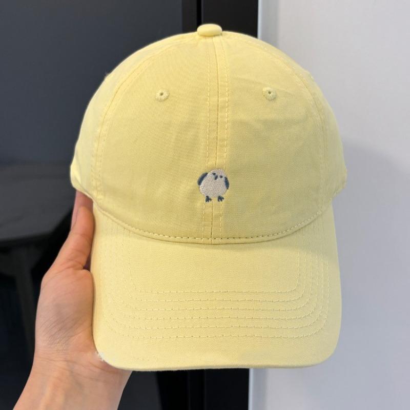 Cute cartoon chick embroidered baseball cap female new wide brim showing face small hat soft top cap male