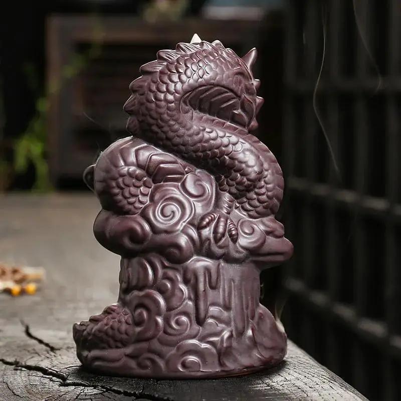 1pc Drachen Glück Feng Shui Ball Keramik Kunsthandwerk Hause Verzieren Rückfluss Weihrauch Brenner Stick Halter Geschenke (Ohne Weihrauch)
