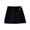 2024 Spring Women's Black High-Waist Irregular A-Line Skirt, Korean Style