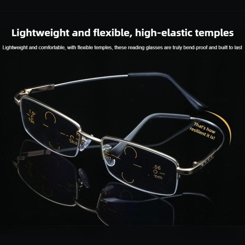 Photochromic Multifocal Reading Glasses Memory Titanium Frame Anti Blue Light Eyeglasses for Woman Man Multifocales Progresivos