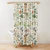 Biology Floral Stall Shower Curtain, Vintage Garden Plants Herbs Flowers Botanical Design, Fabric Bathroom Decor Set With Hooks