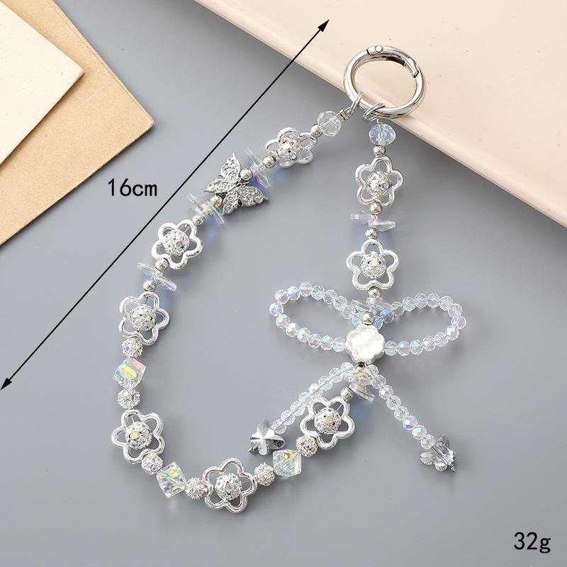 New Pearl Bow Beaded Pendant Phone Case Charm Wrist Strap Lanyard