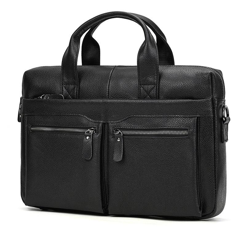 Genuine Leather Men's Fashionable Briefcase, Simple Business Handbag, Cowhide Computer Bag, One Shoulder Popular Commuting Bag