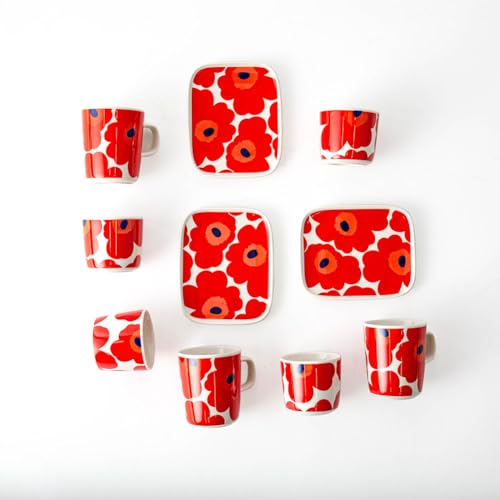 Marimekko Tasse Weiß/Rot OIVA/UNIKKO 2,5 dl weiß rot Tasse Nordisches Geschirr Küchentisch