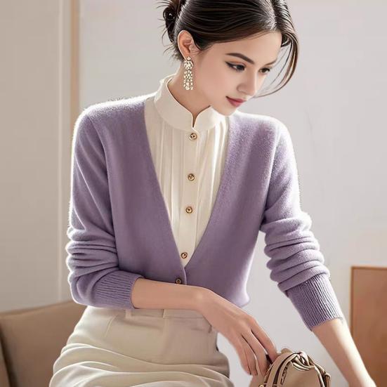 Women Fake Two-Piece Sweater Long Sleeve Half-Turtle Neck Contrast Color Shirt Sweater