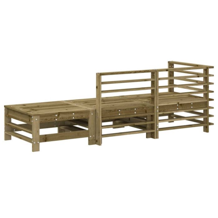 VidaXL Salon de Jardin 3 pcs, Canapés avec Repose-pieds, Sièges avec Dossier et Accoudoir, Meubles de Terrasse Patio, Bois 825652