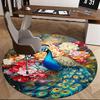 1pc Peacock Floral Round Carpet Anime Design Office Chair Mat, Non Slip Rug for Home Decor, Gift, Office, Living Room, Bedroom