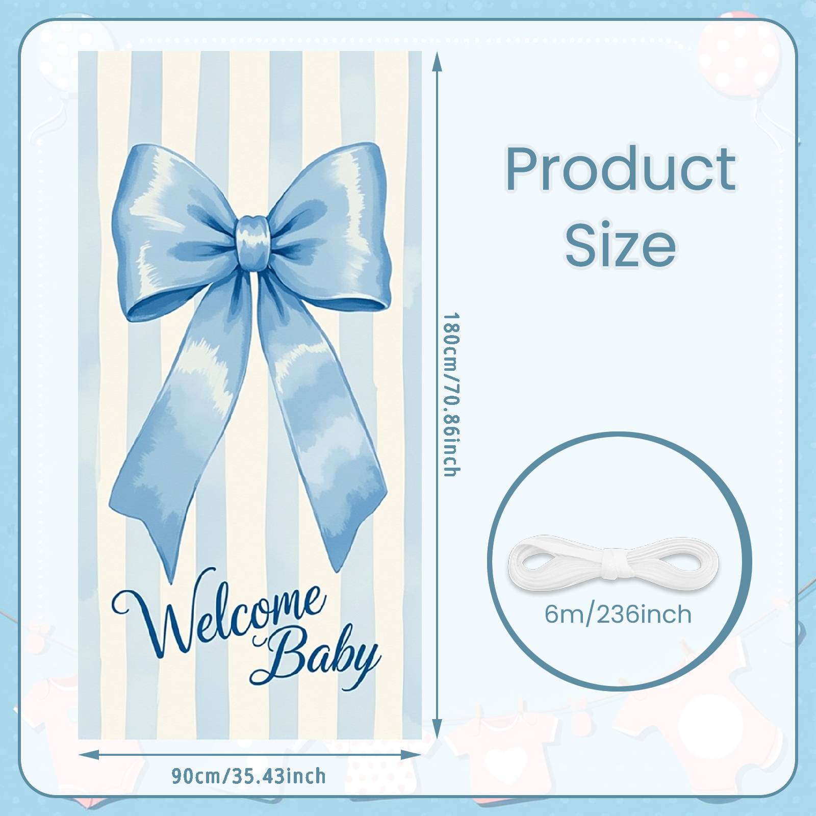 

Shower Banner Blue Satin Bow Welcome Display Welcome Banner -themed For Nursery Decoration